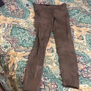 Spanx faux leather tummy control pewter leggings